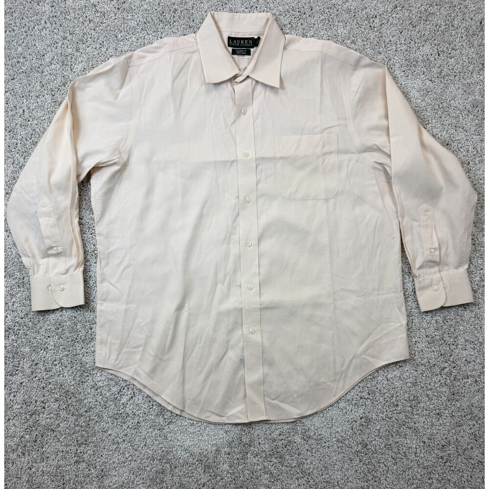 Lauren Ralph Lauren Mens Dress Shirt 16.5 32-33 Classic Fit Non Iron Pink